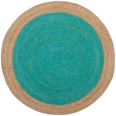 Safavieh 10 x 10 ft. Natural Fiber Round Hand Loomed Rug; Teal & Natural NF801E-10R